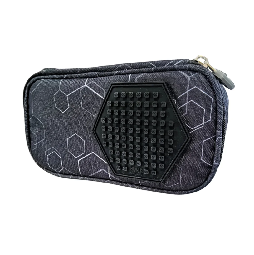 PIXIE CREW Studentský penál, černá, Hexa, 50 pixelů mix