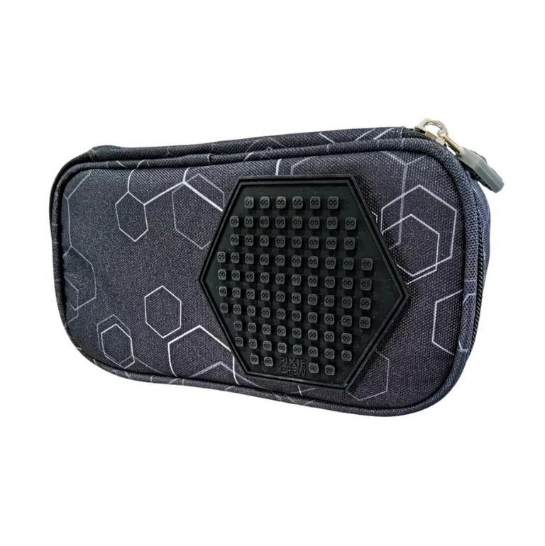 PIXIE CREW Studentský penál, černá, Hexa, 50 pixelů mix