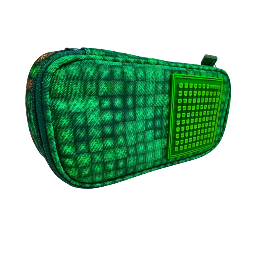 PIXIE CREW Studentský penál, zelená, Mine&Craft 50 pixelů