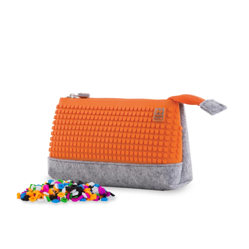 PIXIE CREW velké pouzdro ŠEDÁ/ORANŽOVÁ