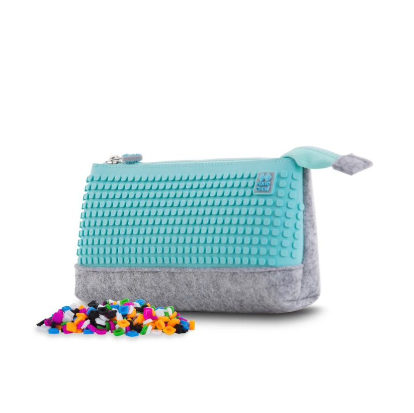 PIXIE CREW velké pouzdro ŠEDÁ/TYRKYSOVÁ/RŮŽOVÝ ZIP