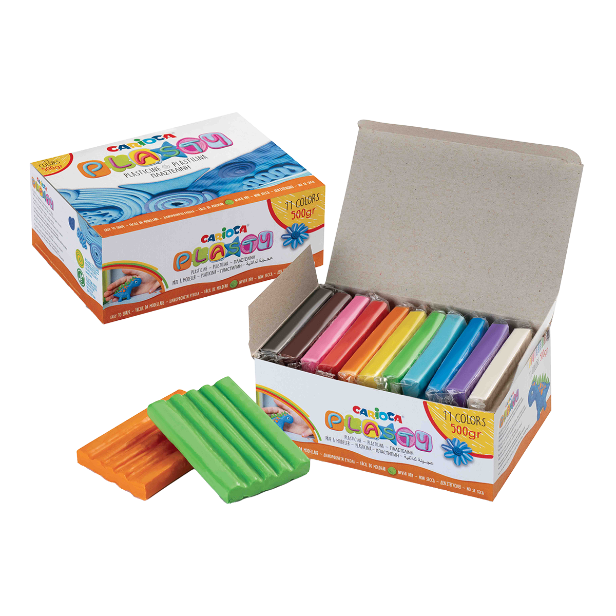 Plastelína Carioca 11 ks, box 500 g - mix barev