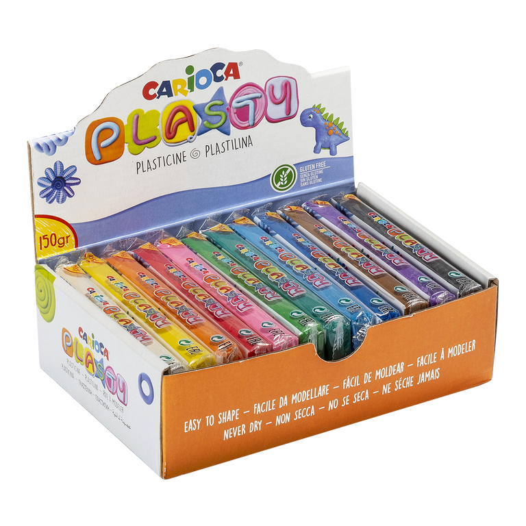 Plastelína Carioca 12 × 150 g, displej - mix  barev