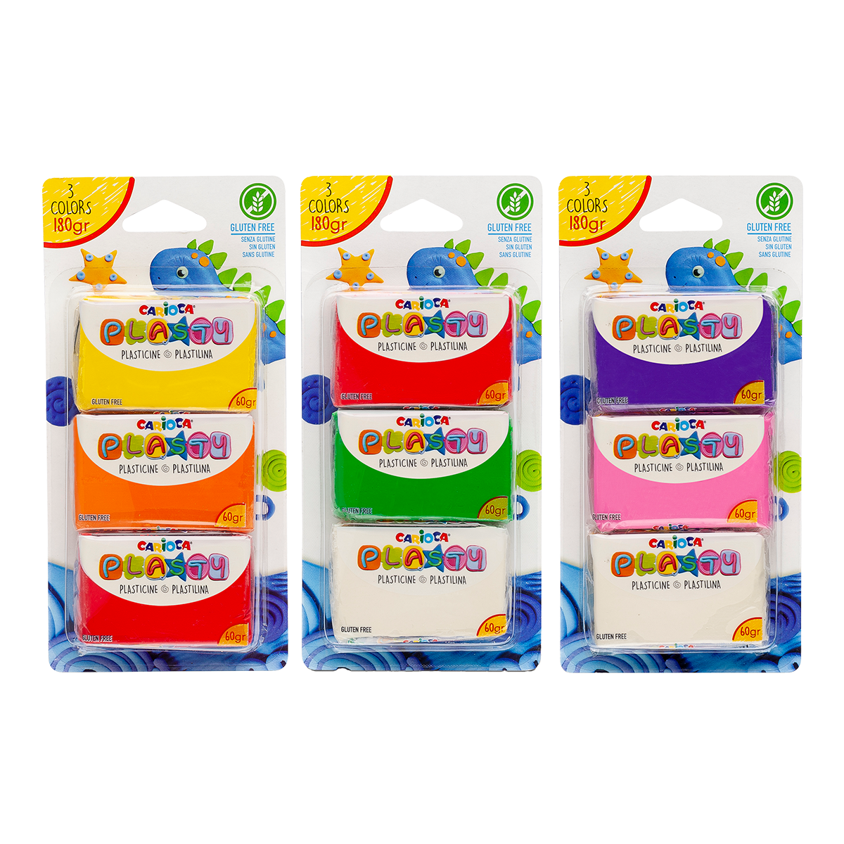 Plastelína Carioca 3 × 60 g - mix barev