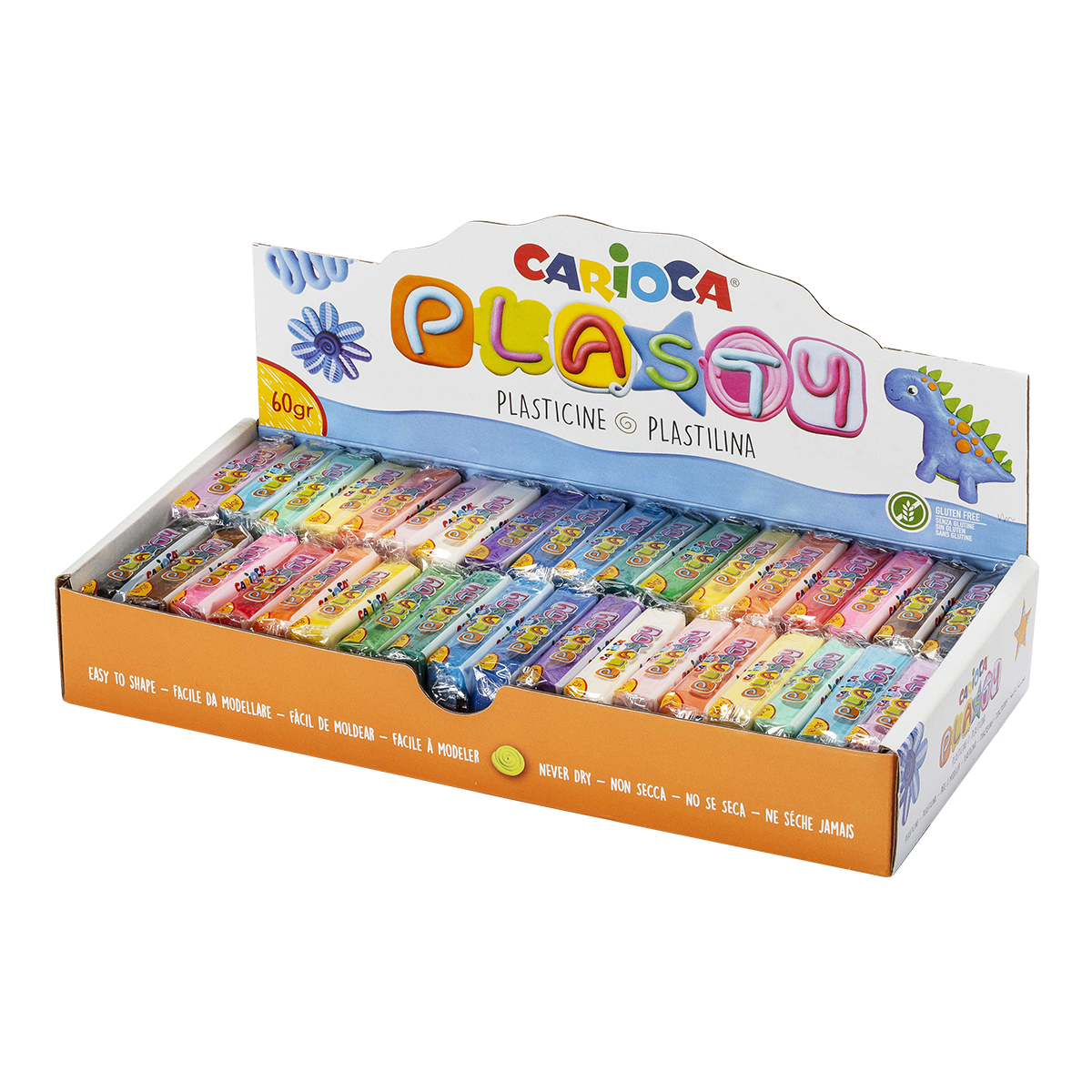 Plastelína Carioca 36 × 60 g, displej - 18 barev