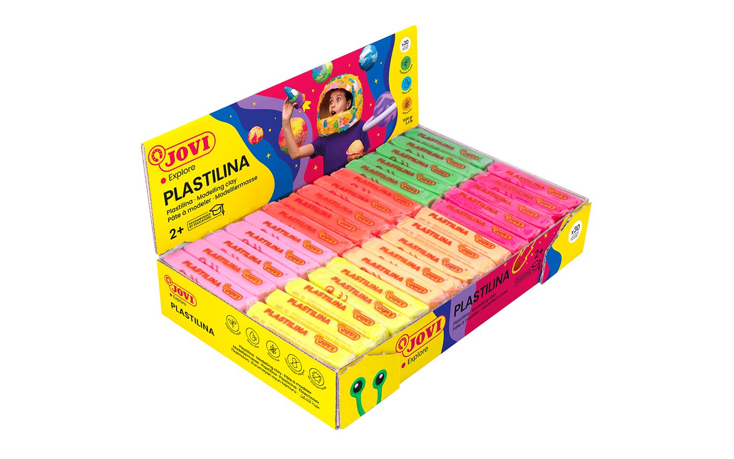 Plastelína Jovi - 30 × 50 g, 6 barev neon