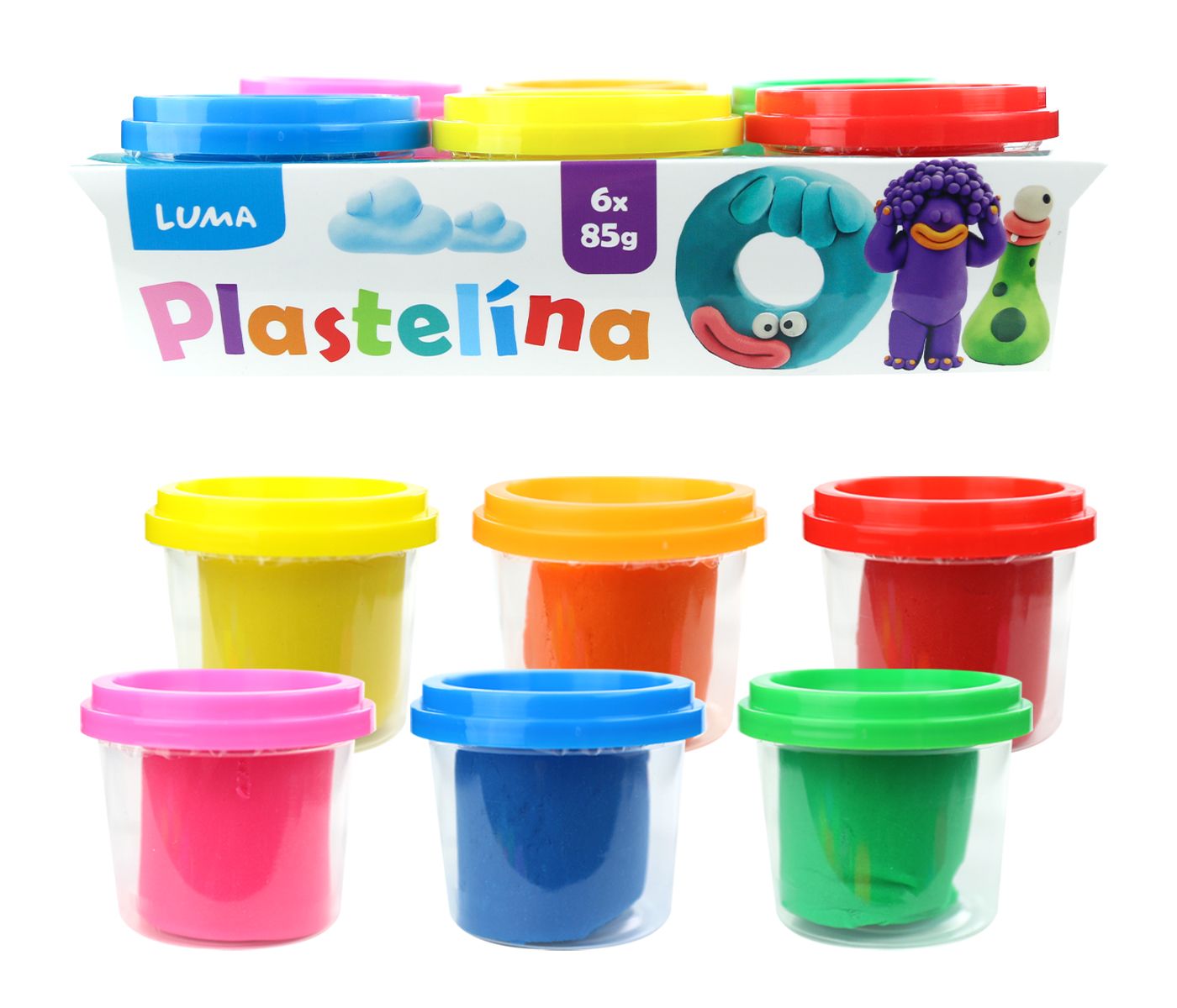 Plastelína LUMA měkká, kelímek 6 × 85 g