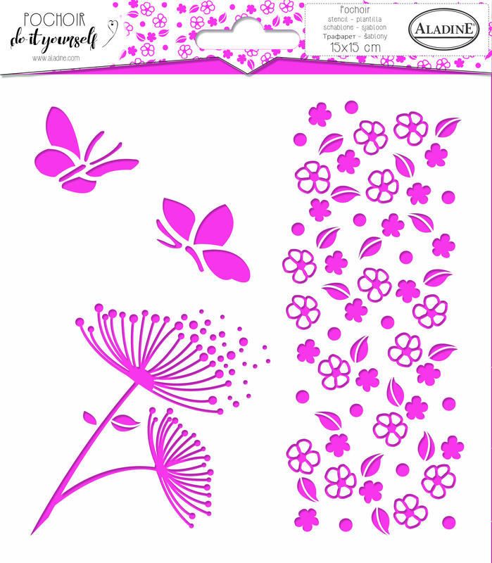 Plastová šablona Aladine - Kytičky a motýlci