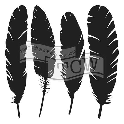 The Crafter´s Workshop Šablona TCW - Four feathers - VYBERTE VELIKOST - Šablona TCW 12"x12" (30,5x30,5 cm) - Four feathers