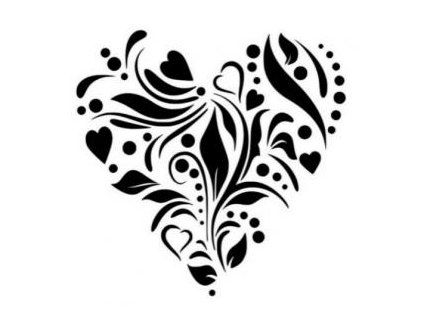 Plastová šablona - Květinové srdce, 14,5 × 14,5 cm