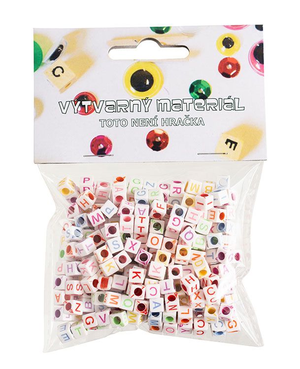 Plastové korálky abeceda, 300 ks, 6 mm