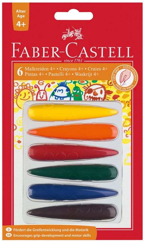 Obrázek produktu: Plastové pastelky Faber-Castell do dlaně 4plus, BL 6 ks