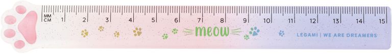 Plastové pravítko Legami 15 cm - Meow - růžovofialové