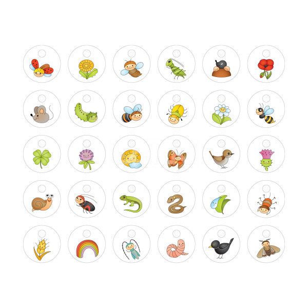 Plastové rozlišovací značky s otvorem pro mateřské školky - Louka