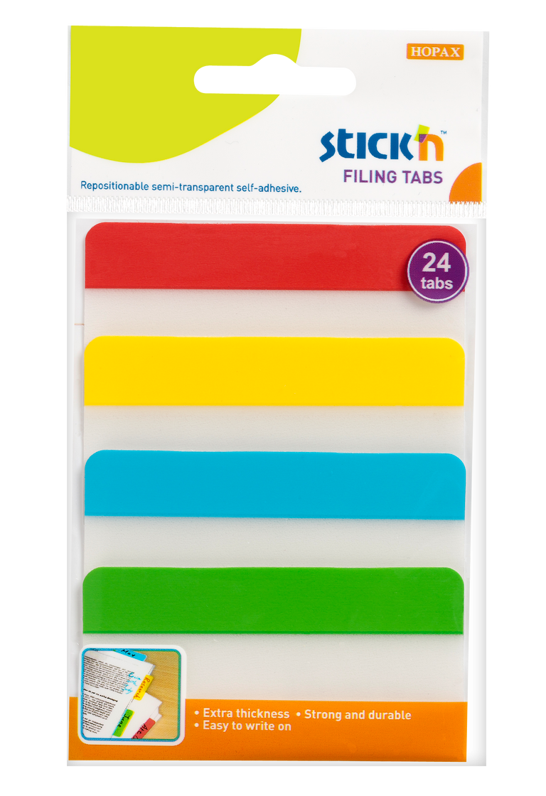 Hopax Stick'n Clearnote - samolepicí proužky - 38 × 76 mm, 4 barvy × 6 ks
