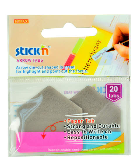 Obrázek produktu: Plastové samolepicí záložky Stick'n šipky 38 × 38 mm, 2 × 10 ks, růžové a modré