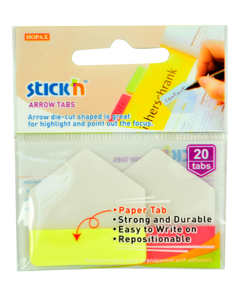 Obrázek produktu: Plastové samolepicí záložky Stick'n šipky 38 × 38 mm, 2 × 10 ks, žluté a červené