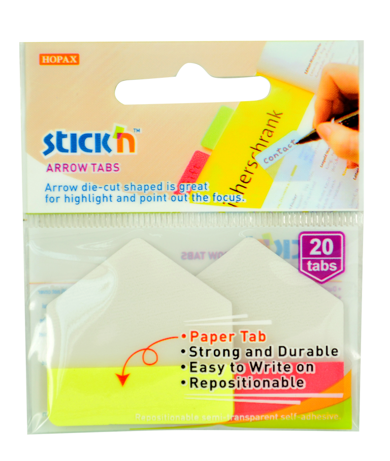 Samolepicí záložky Hopax Stick’n Arrow Tabs 38 x 38 mm, 2×10 listů žlutá, červená