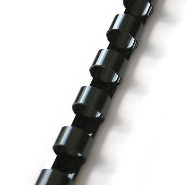 Plastový hřbet pro kroužkový vazač - průměr 14 mm, 100 ks, černý