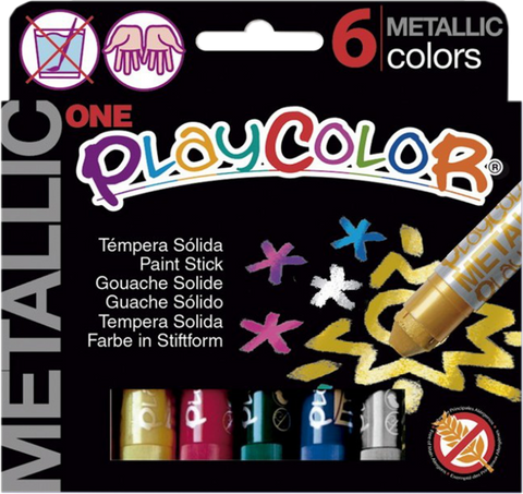 Obrázek produktu: Playcolor - tuhé temperové barvy 6 kusů - metalické