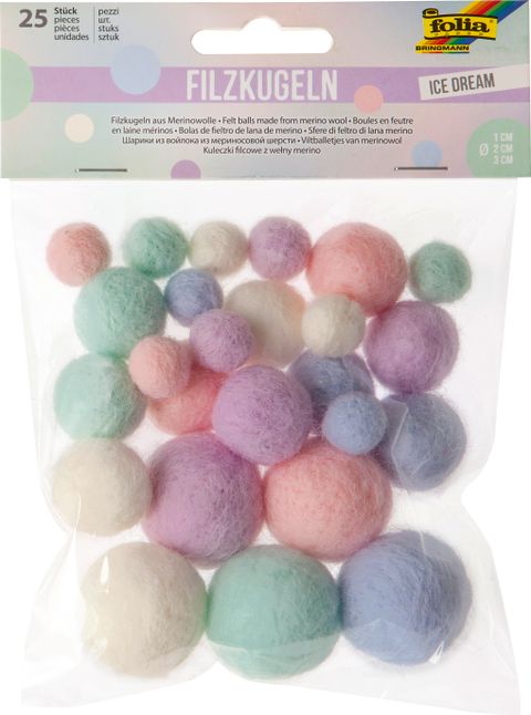 Obrázek produktu: Plstěné kuličky z merino vlny - PASTELOVÉ BARVY