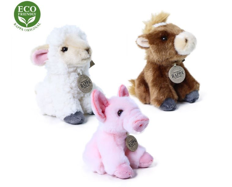 Plyšová zvířátka farma - sedící, 16 cm - set 3 ks