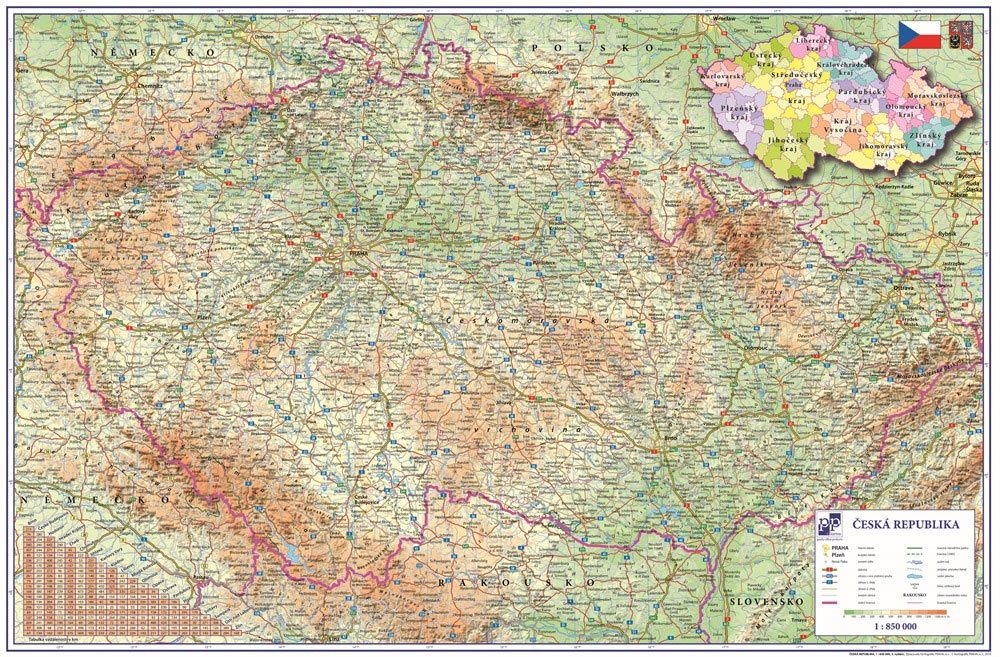 Podložka na stůl 60 × 40 cm - mapa ČR
