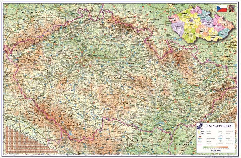 Levně Podložka na stůl 60 × 40 cm - mapa ČR