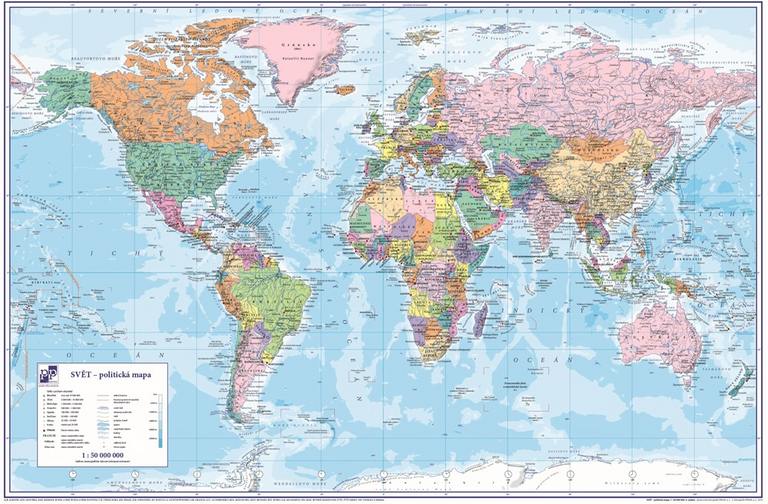 Levně Podložka na stůl 60 × 40 cm - mapa Svět