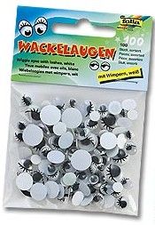 Pohyblivé oči s řasami - kulaté, různé velikosti 100 ks