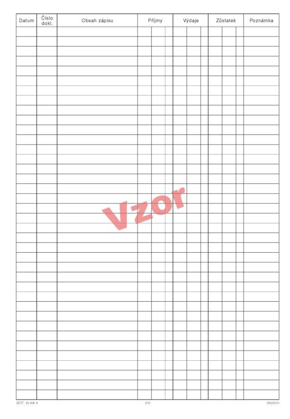 Pokladní kniha na výšku