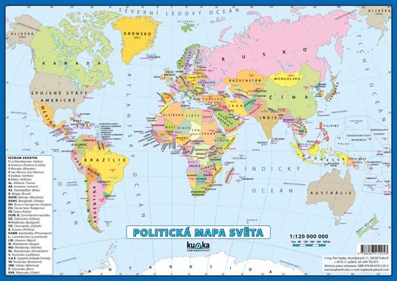 Politická mapa světa - lamino A4