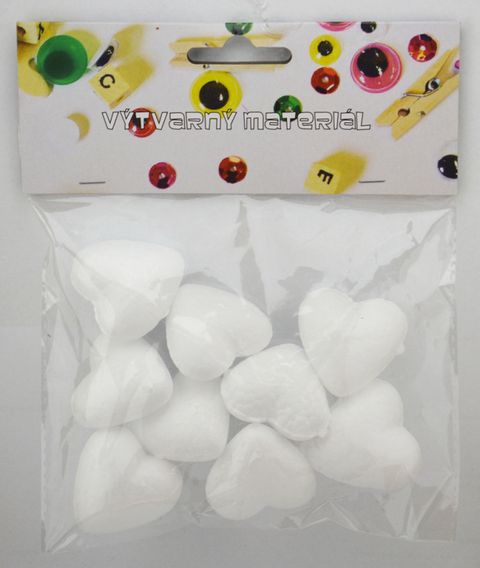 Obrázek produktu: Polystyrenové srdce - 9 ks, 4 cm