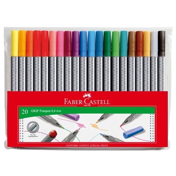 Popisovač Faber-Castell Grip 0.4 mm - sada 20 barev