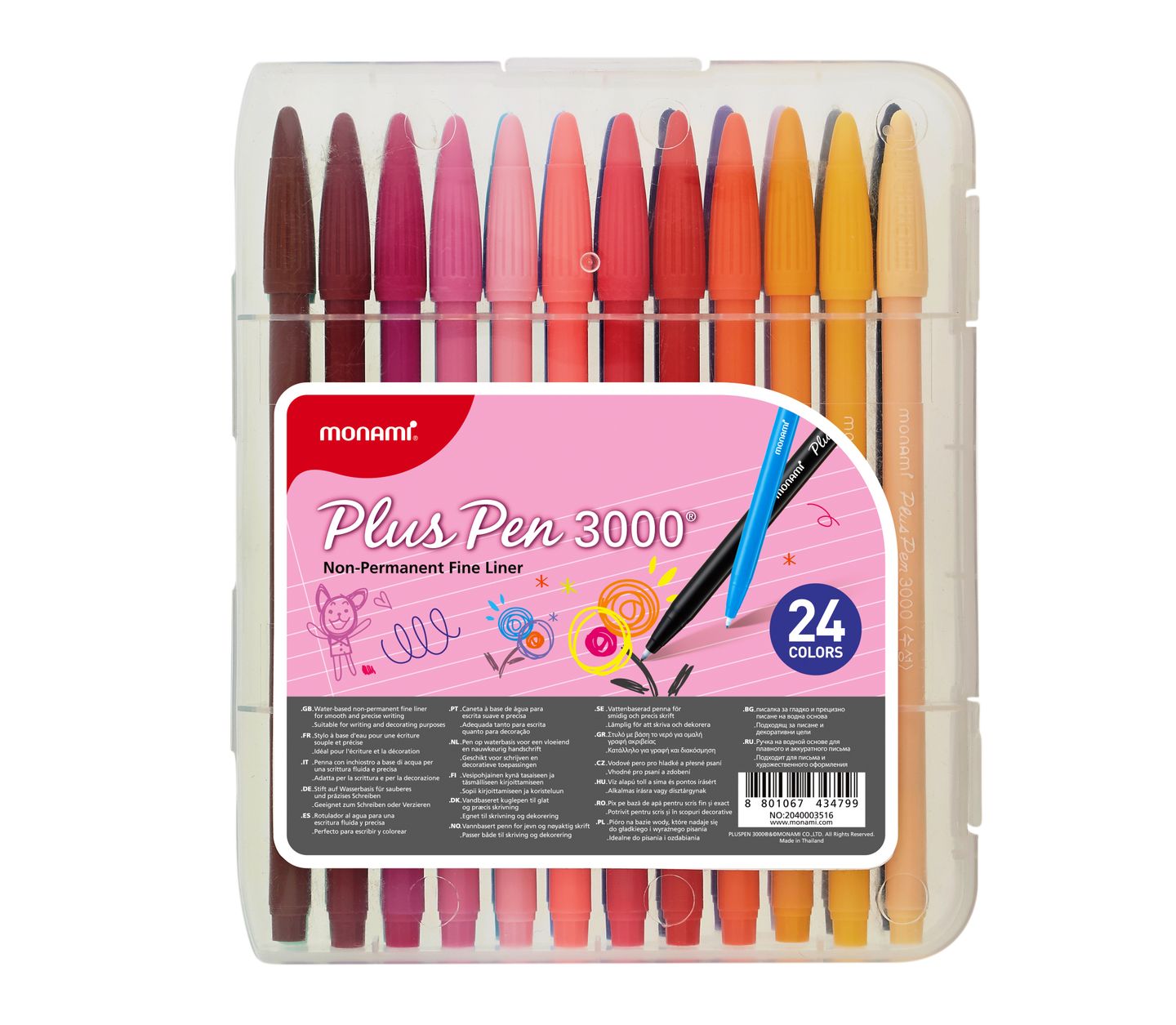 Popisovač Monami Plus Pen 3000 0,4 mm - sada 24 barev