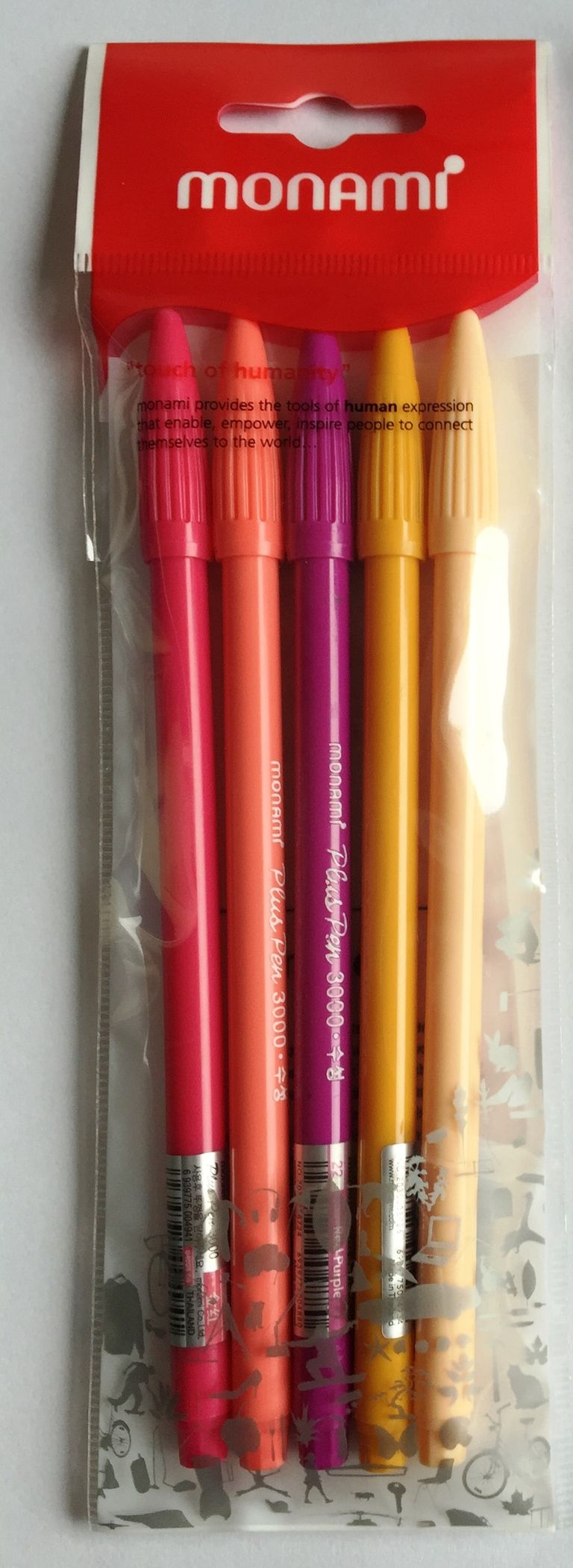 Popisovač Monami Plus Pen 3000 0,4 mm - sada 5 barev - florescent