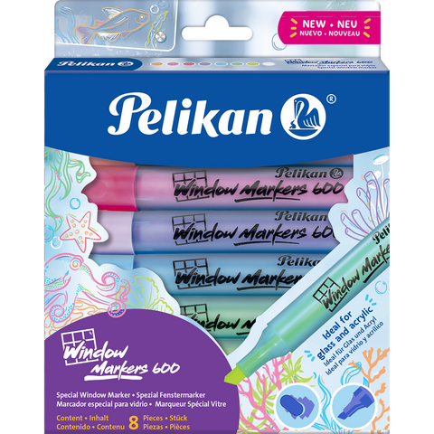 Obrázek produktu: Popisovače na okno Pelikan 2 - 5 mm - sada 8 barev