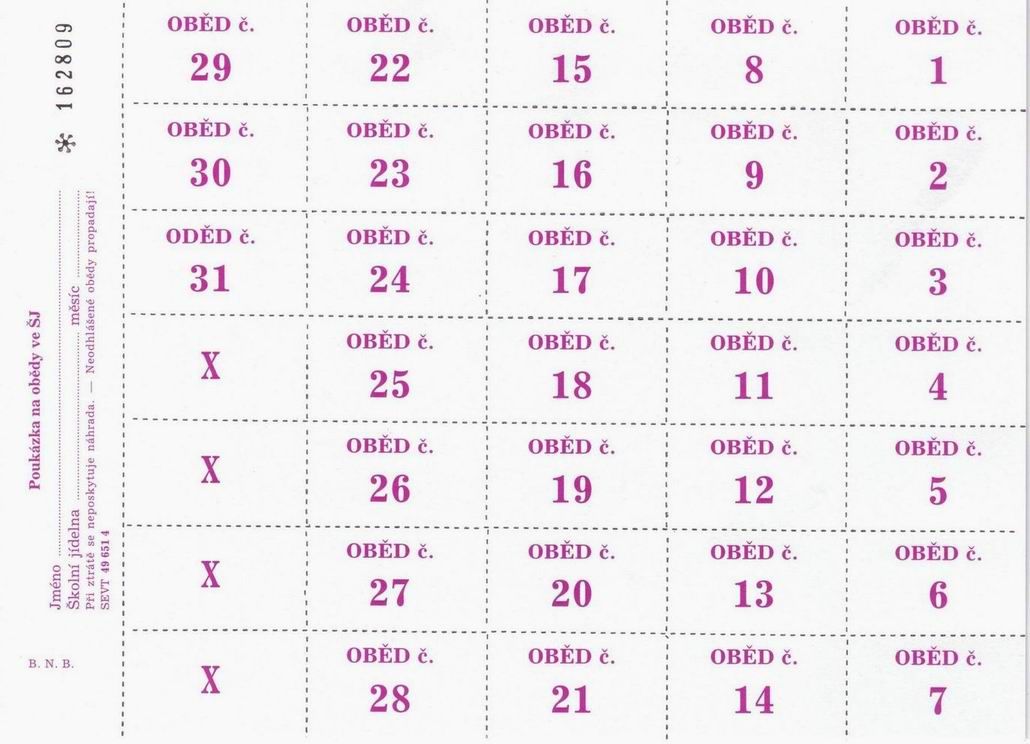 Poukázky na obědy (fialová)