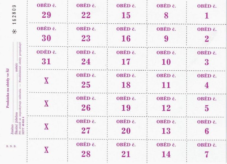 Poukázky na obědy (fialová)