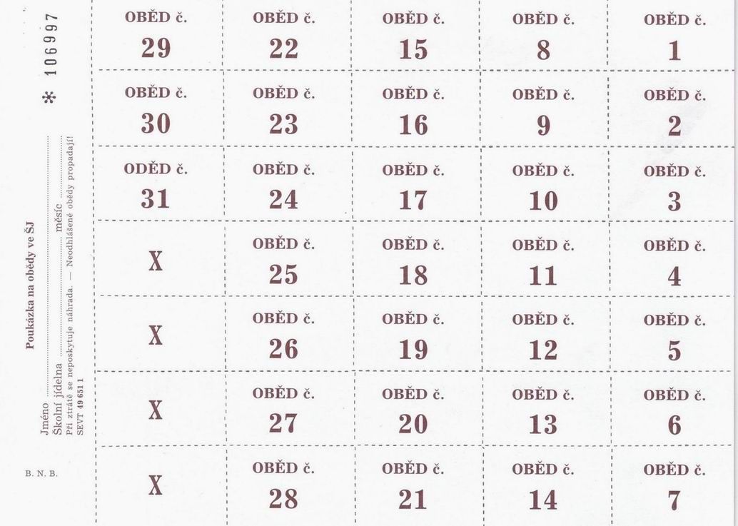 Poukázky na obědy (hnědá)