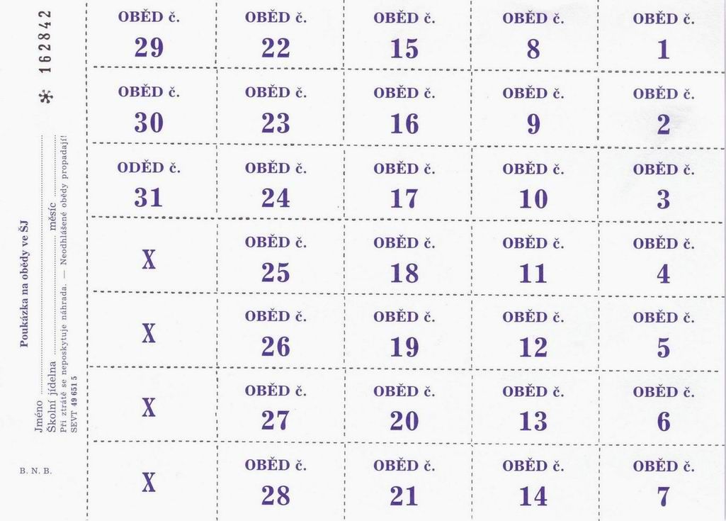 Poukázky na obědy (modrá)