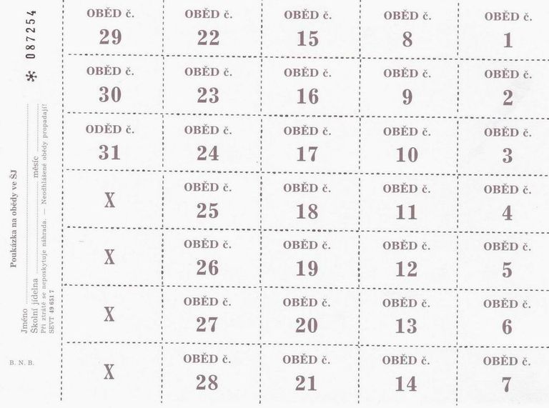 Poukázky na obědy (šedá)