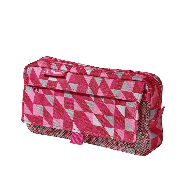Púzdro 2 vrecká, Geometrické tvary, ružové