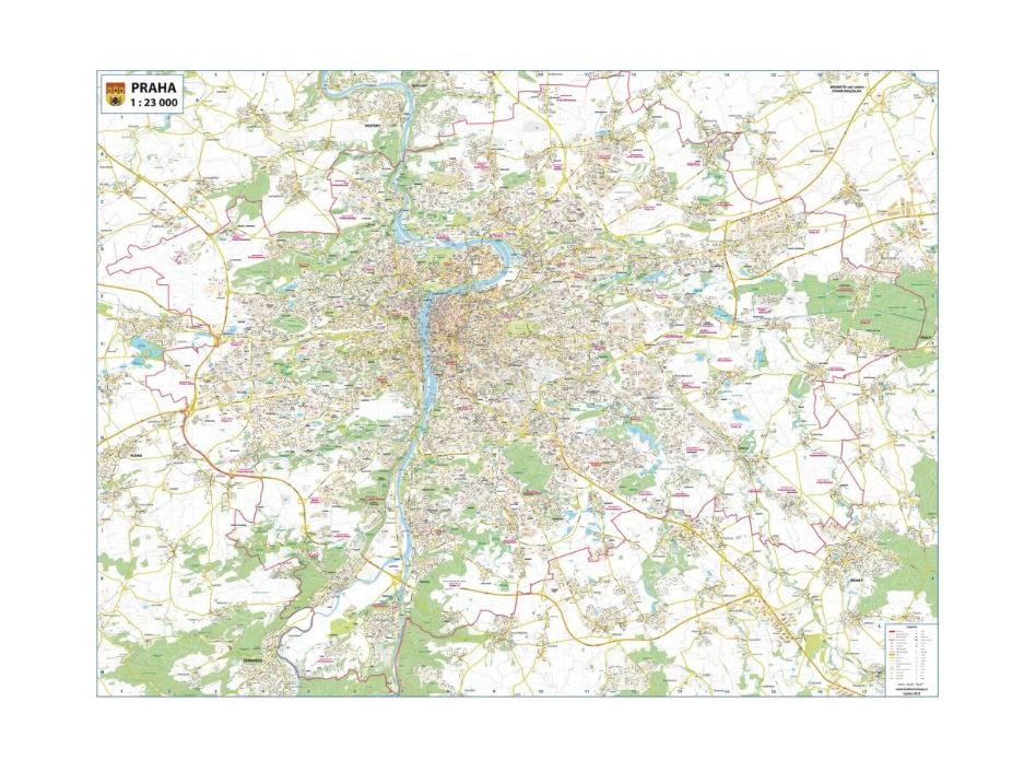 Praha - nástěnná mapa 160 x 120 cm