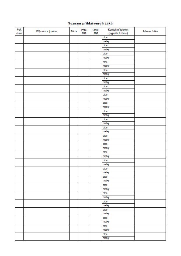 Přehled výchovně vzdělávací práce pro školní družinu a školní klub - Třídní kniha