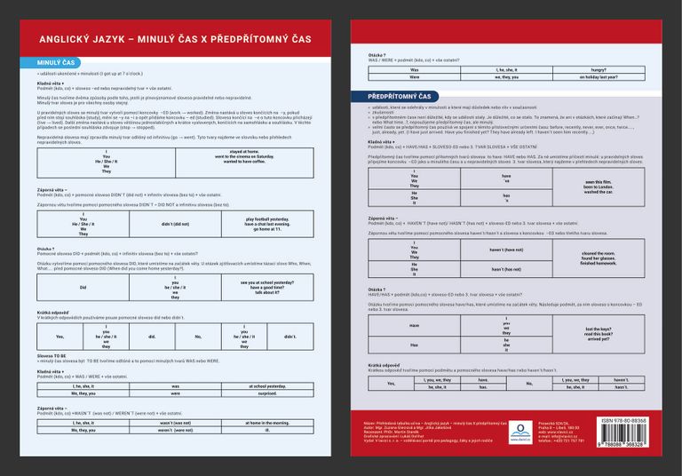 Přehledová tabulka učiva - Anglický jazyk - minulý čas X předpřítomný čas