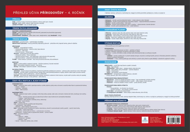 Přehledová tabulka učiva - Přírodověda I., Ročník 4.