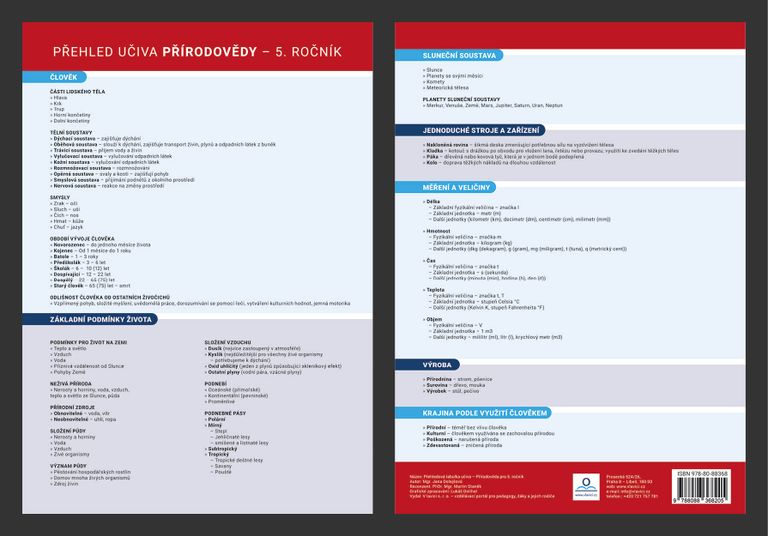 Přehledová tabulka učiva - Přírodověda II., Ročník 5.