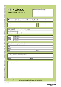 Obrázek produktu: Přihláška do domova mládeže