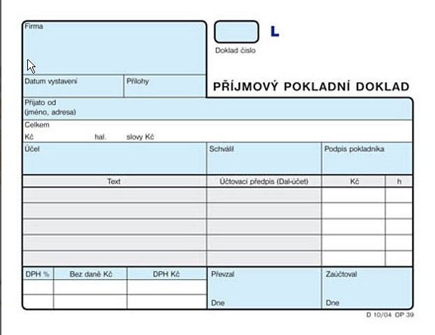 Příjmový pokladní doklad A6 (2×50l.) číslovaný